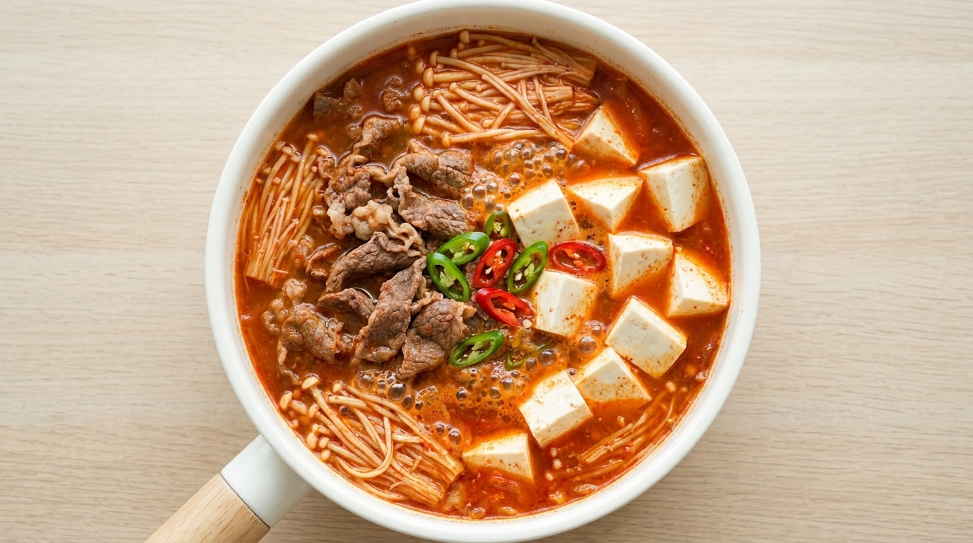 Estofado Picante de Kimchi, Ternera y Tofu