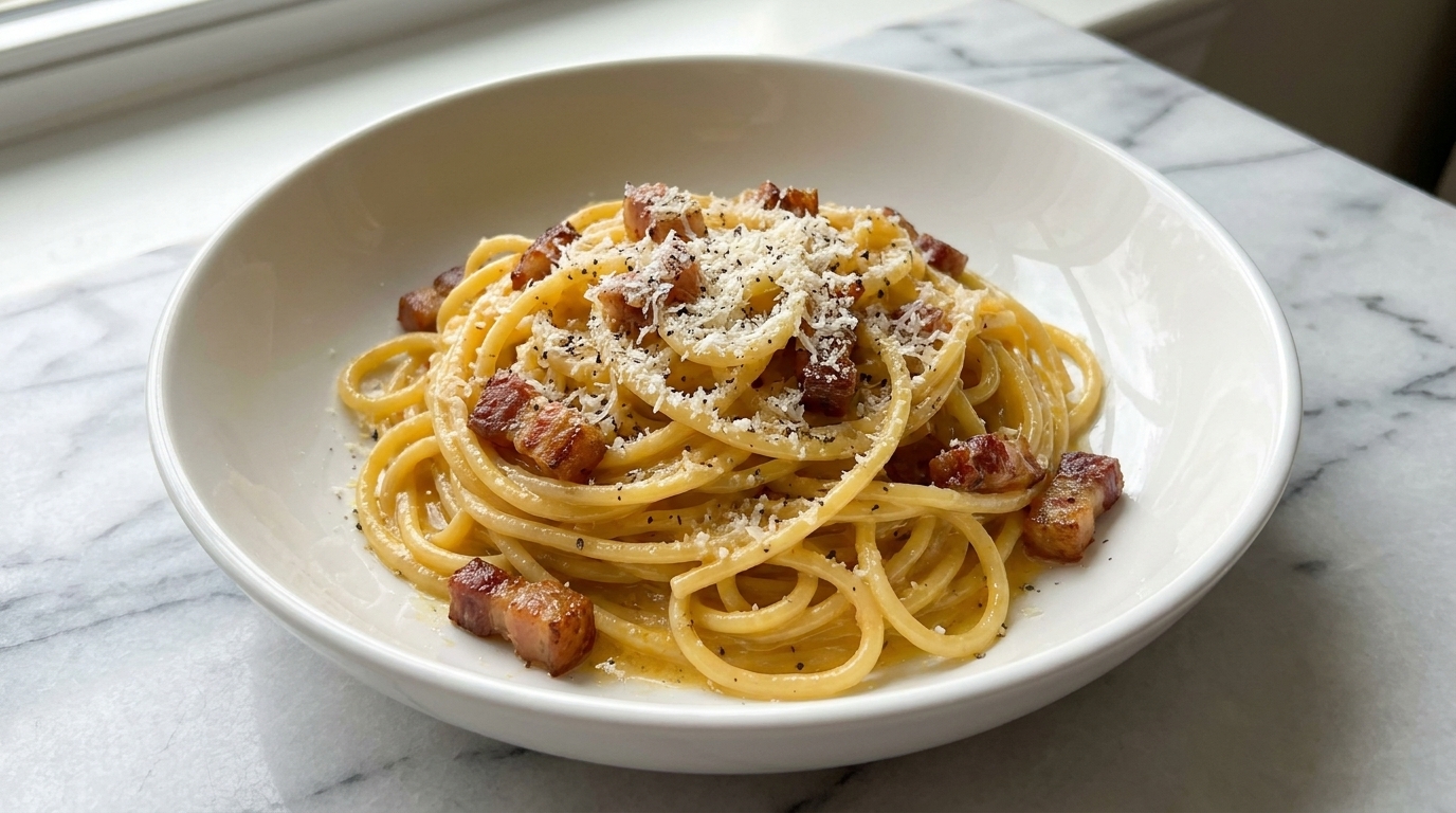 Auténticos Espaguetis a la Carbonara Romana