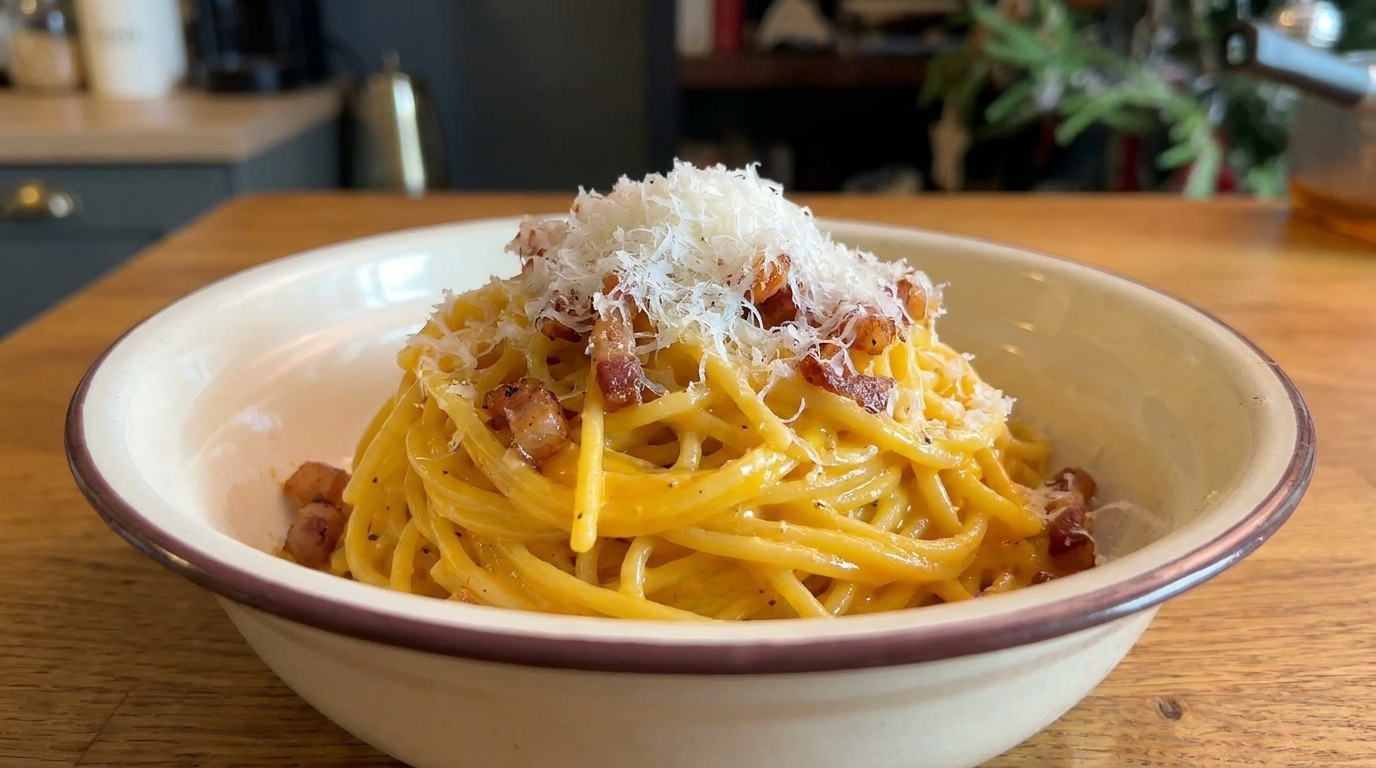 Espaguetis a la Carbonara Auténticos al Estilo Romano