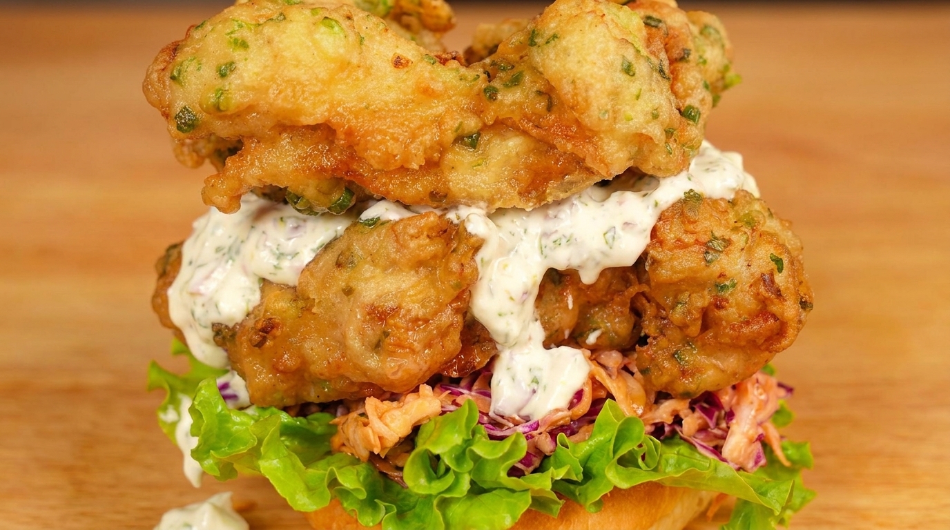 Hamburguesa Épica de Pollo Frito con Rebozado de Cebollino