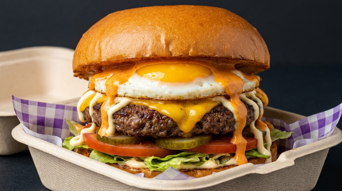 La hamburguesa definitiva de res, huevo y queso