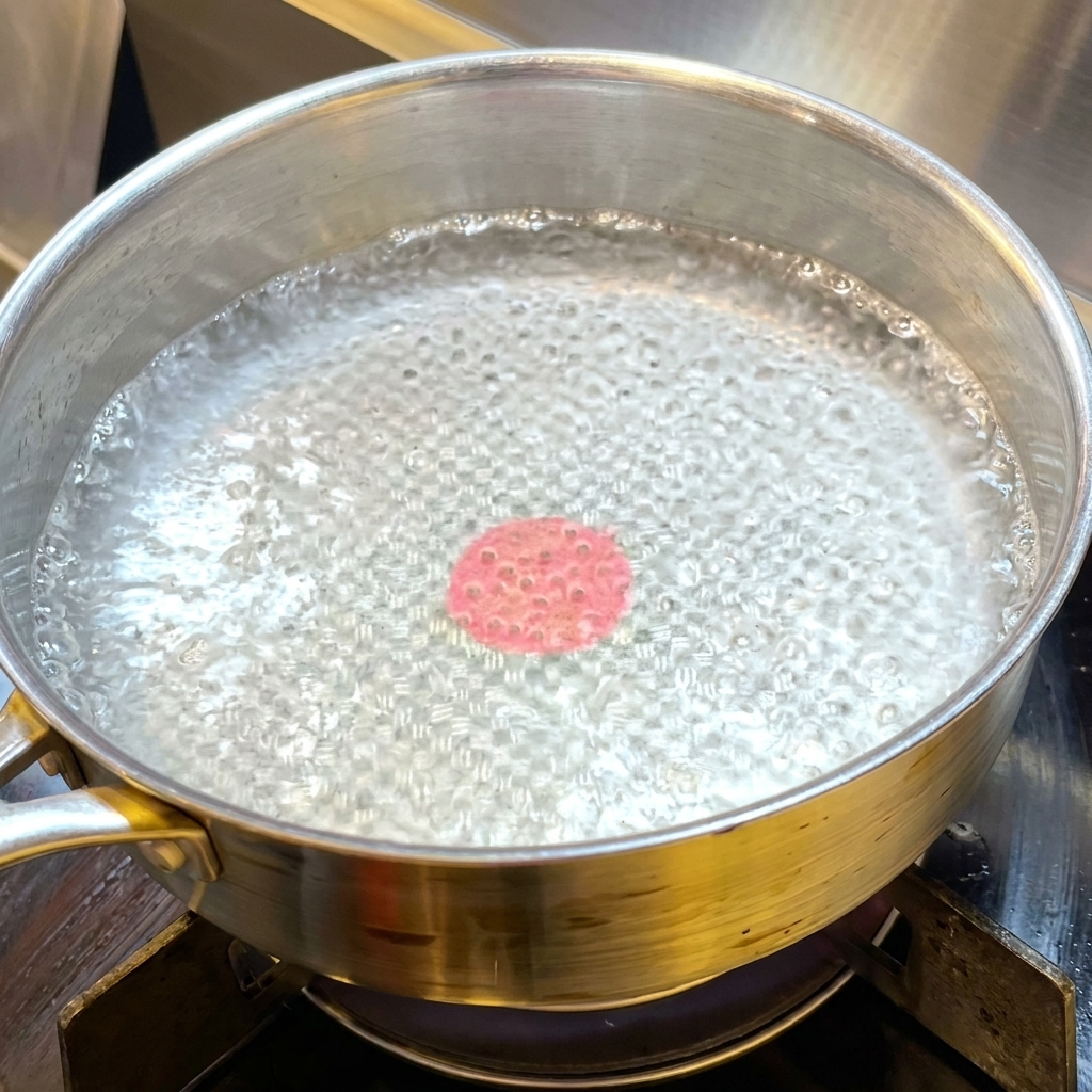 Una olla con agua hirviendo, lista para la pasta.