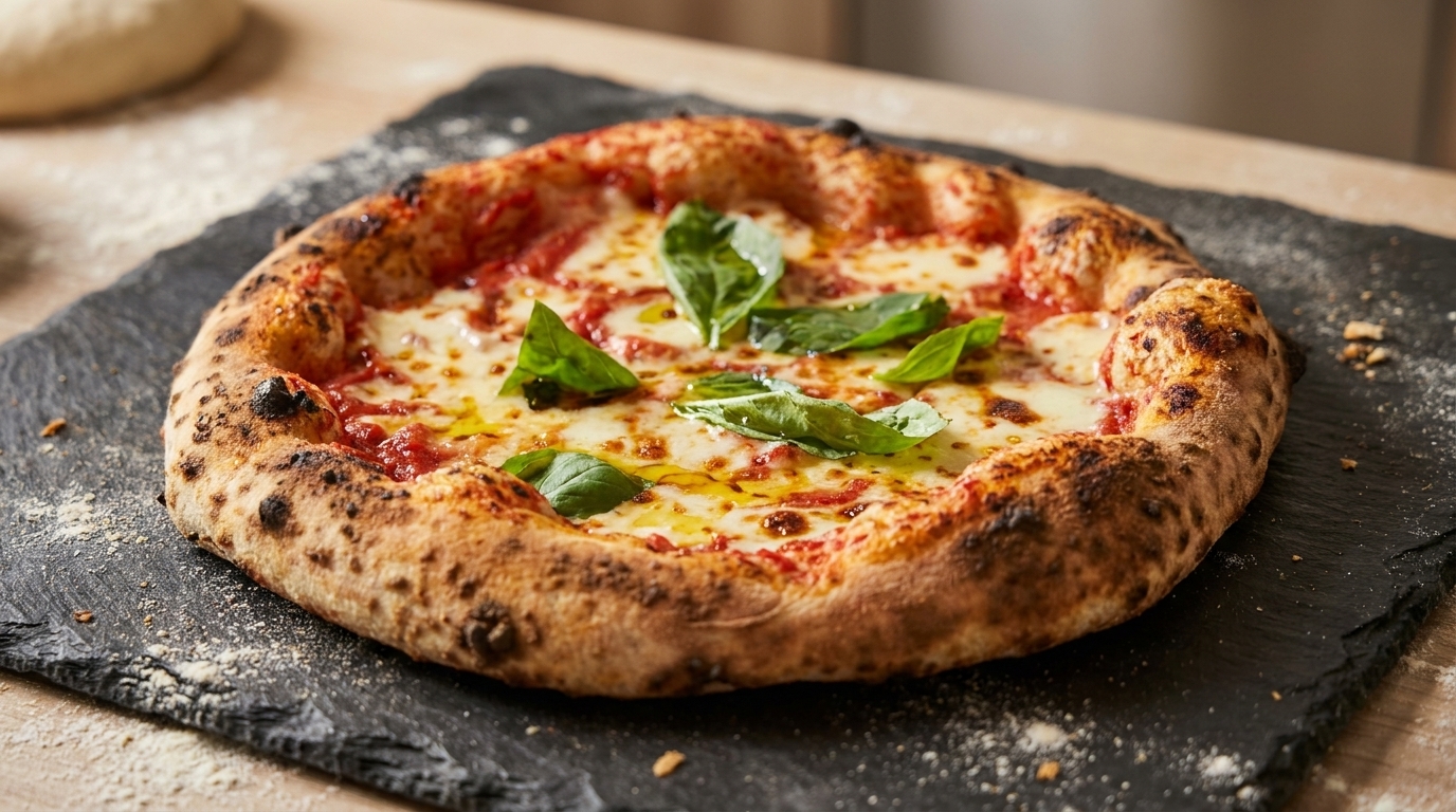 Pizza Margarita Clásica con Masa de 75% de Hidratación