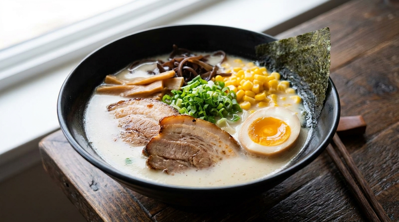 Ramen Tonkotsu Auténtico con Caldo Rico de Huesos de Cerdo