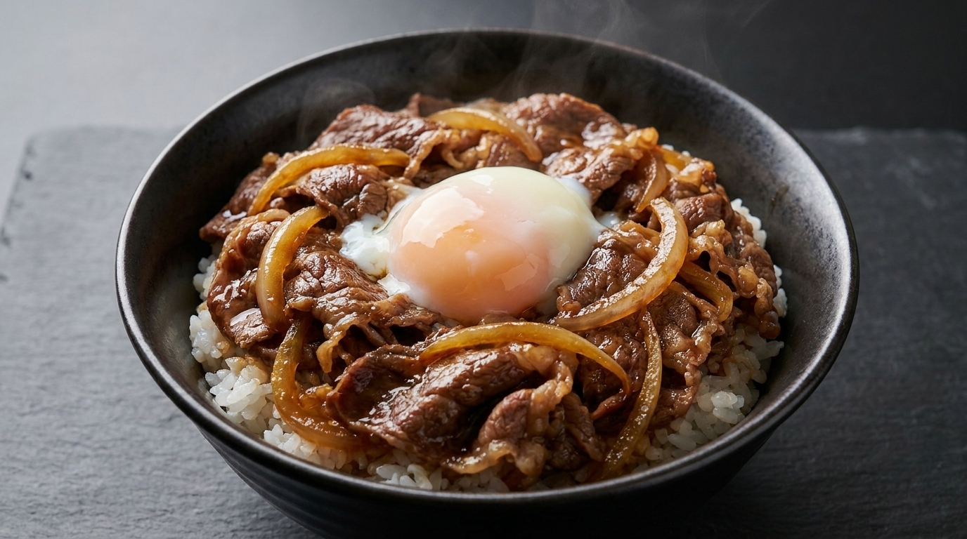 Gyudon Clásico de Ternera Marmoleada y Onsen Tamago