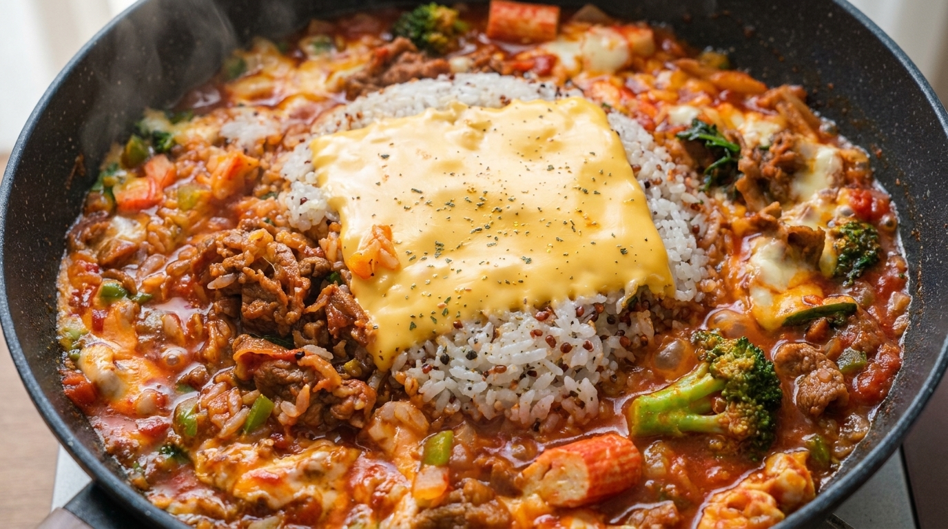 Sartén de Arroz con Ternera y Queso