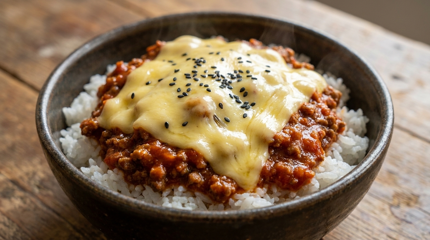 Tazón de Arroz con Carne y Queso