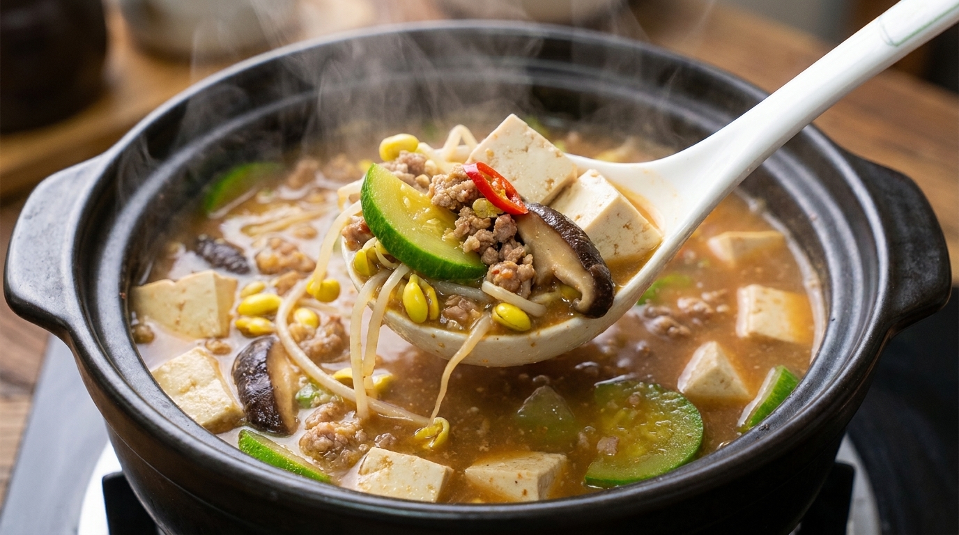 Auténtico Estofado Coreano de Pasta de Soja (Doenjang Jjigae)