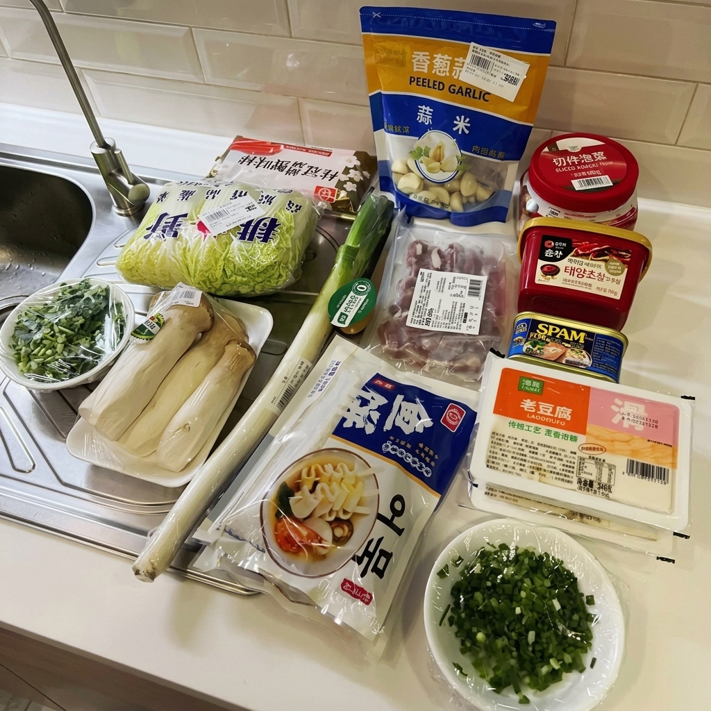 Hojas frescas de col china enjuagándose bajo el grifo de agua en la cocina.