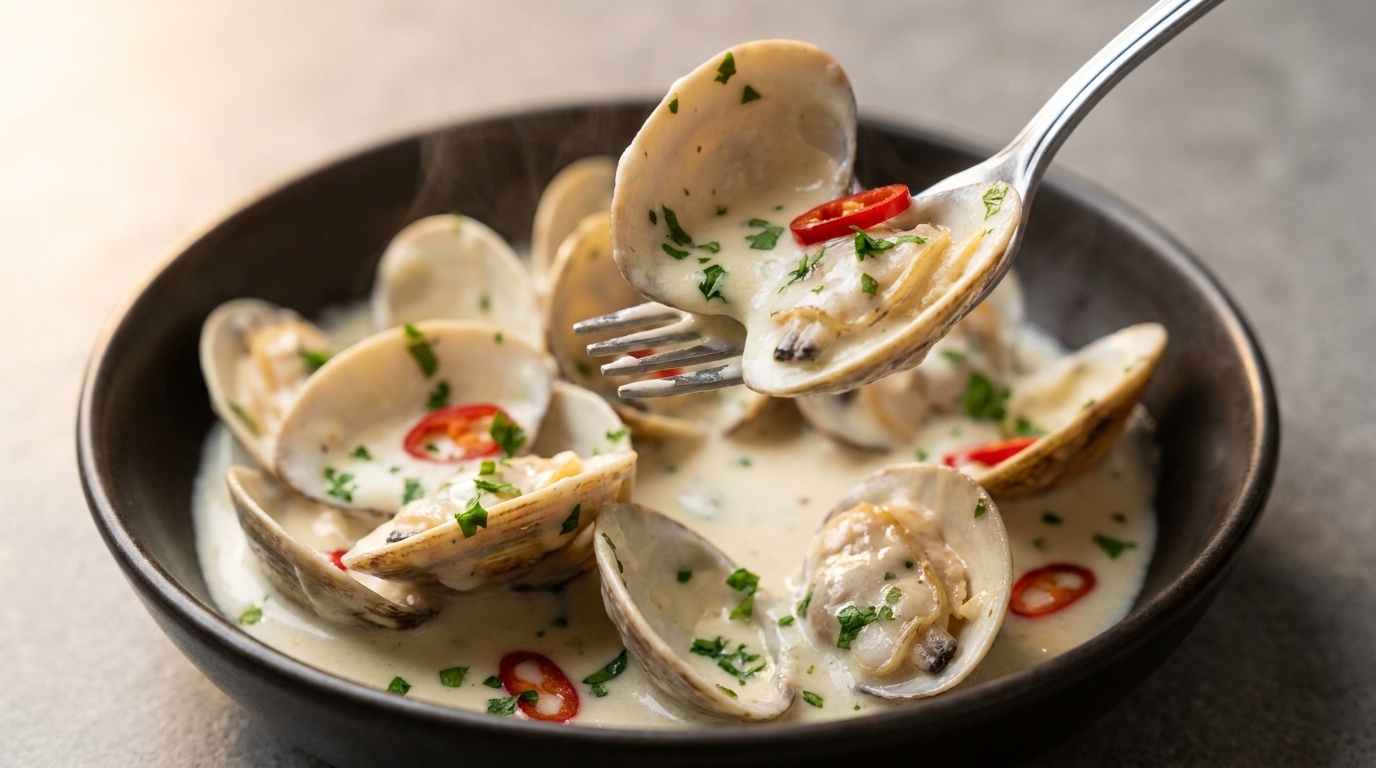 Almejas Cremosas al Ajo y Mantequilla con Chile y Perejil