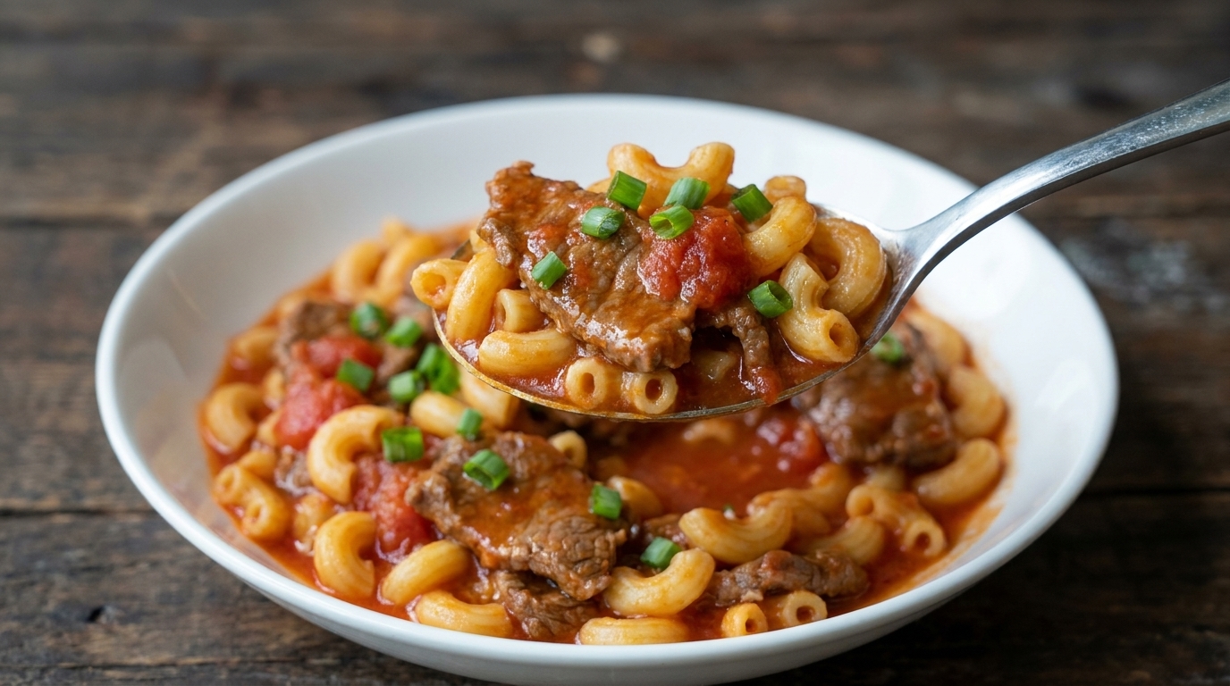 Macarrones con Ternera y Tomate al Estilo de Hong Kong