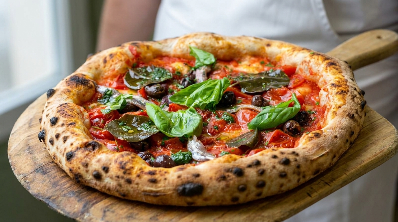 Pizza Marinara Napolitana con Anchoas (Pizza a la Marinera)