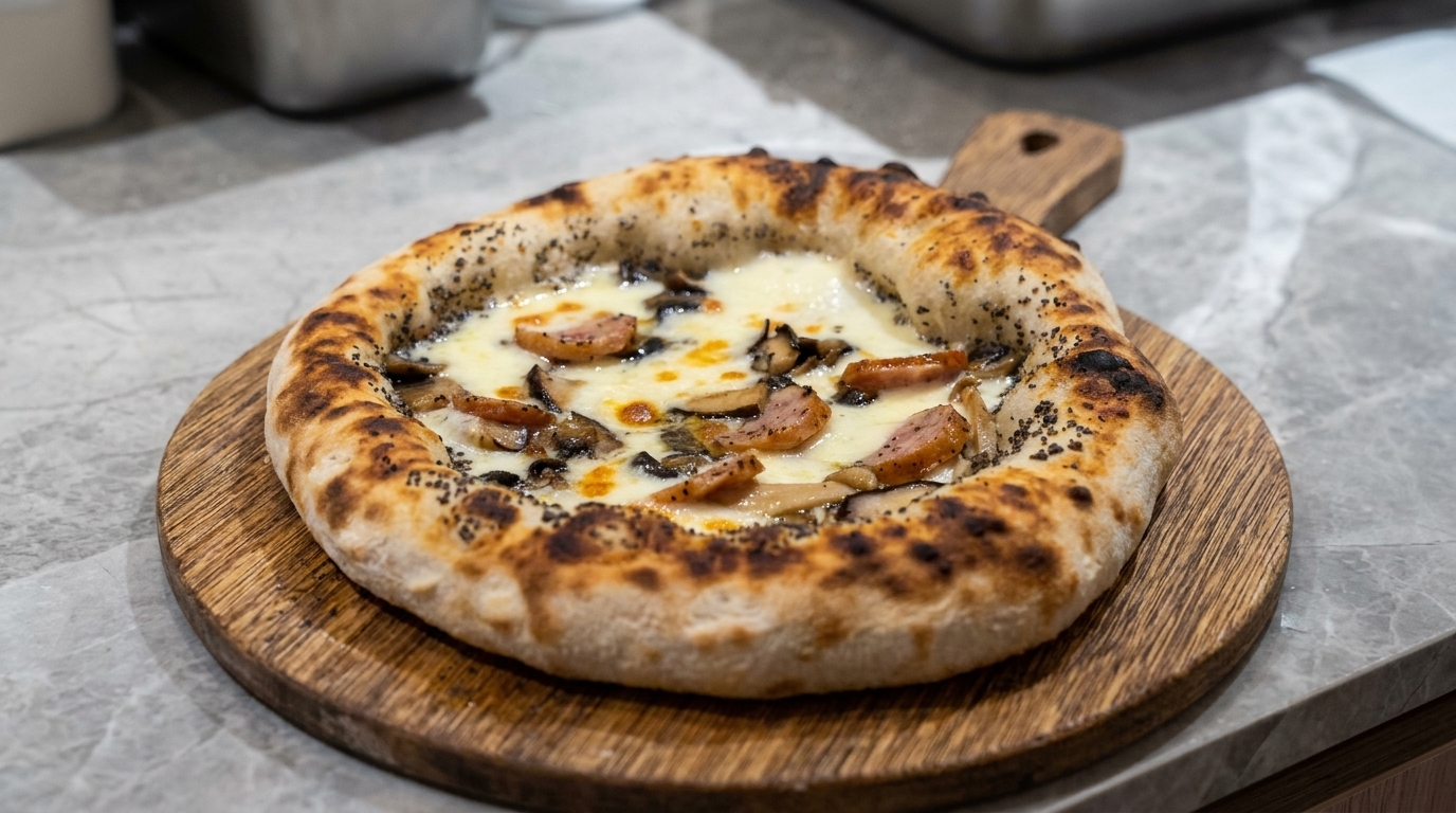 Pizza Gourmet de Trufa y Champiñones con Mozzarella