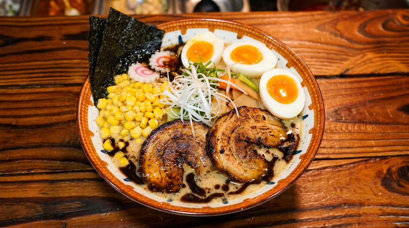 Ramen de Chashu de Corte Grueso con Aceite de Ajo Negro (Kuro Mayu Ramen)