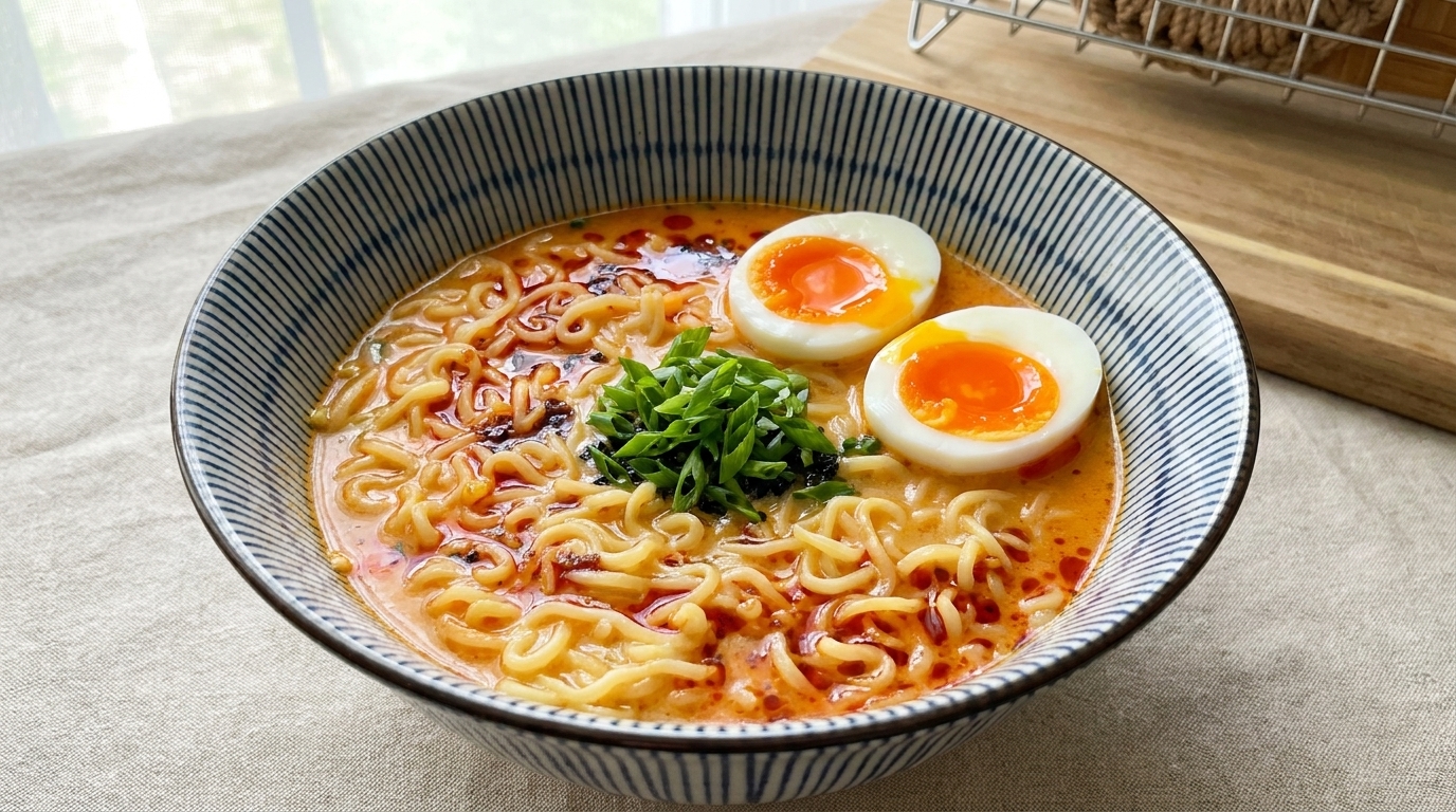 Ramen Tonkotsu Cremoso (Truco Viral) con Huevos Melosos