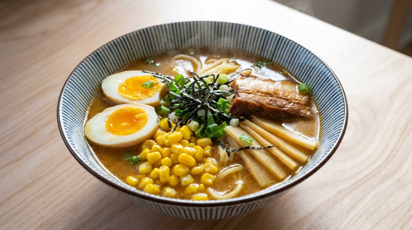 Ramen de Miso Tradicional Japonés con Cerdo Chashu