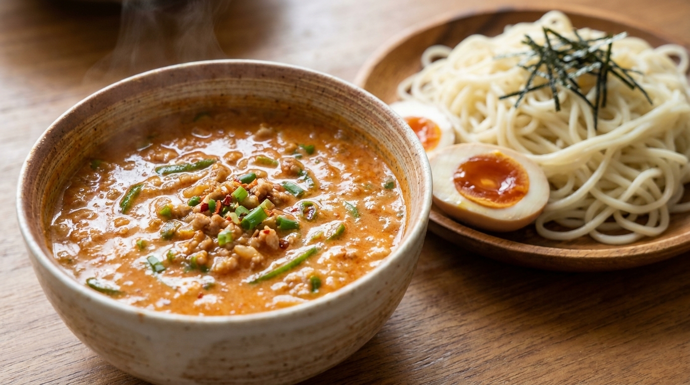 Tsukemen de Miso y Leche de Soja (Fideos Japoneses para Mojar)