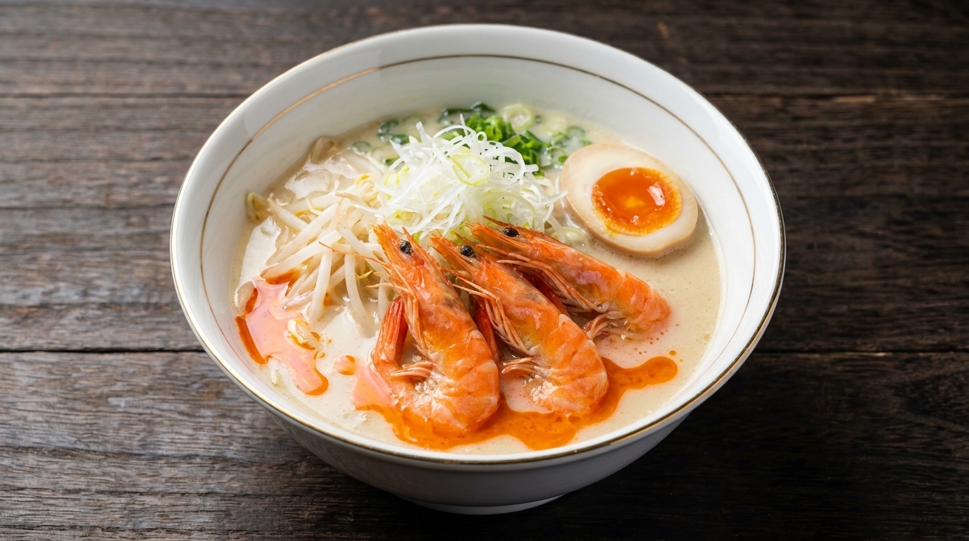 Ramen de Marisco con Aceite de Gambas y Paitan de Pollo