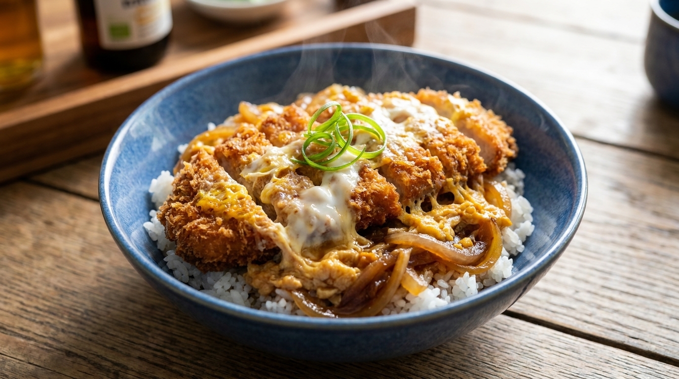 Katsudon Japonés Auténtico (Bol de Arroz con Chuleta de Cerdo Crujiente)