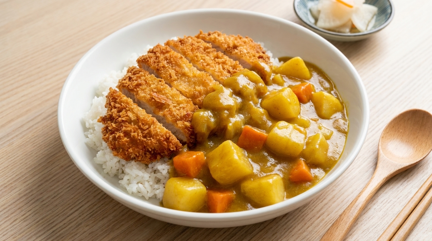 Pollo Katsu con Curry Japonés y Arroz (Katsu Curry Crujiente)