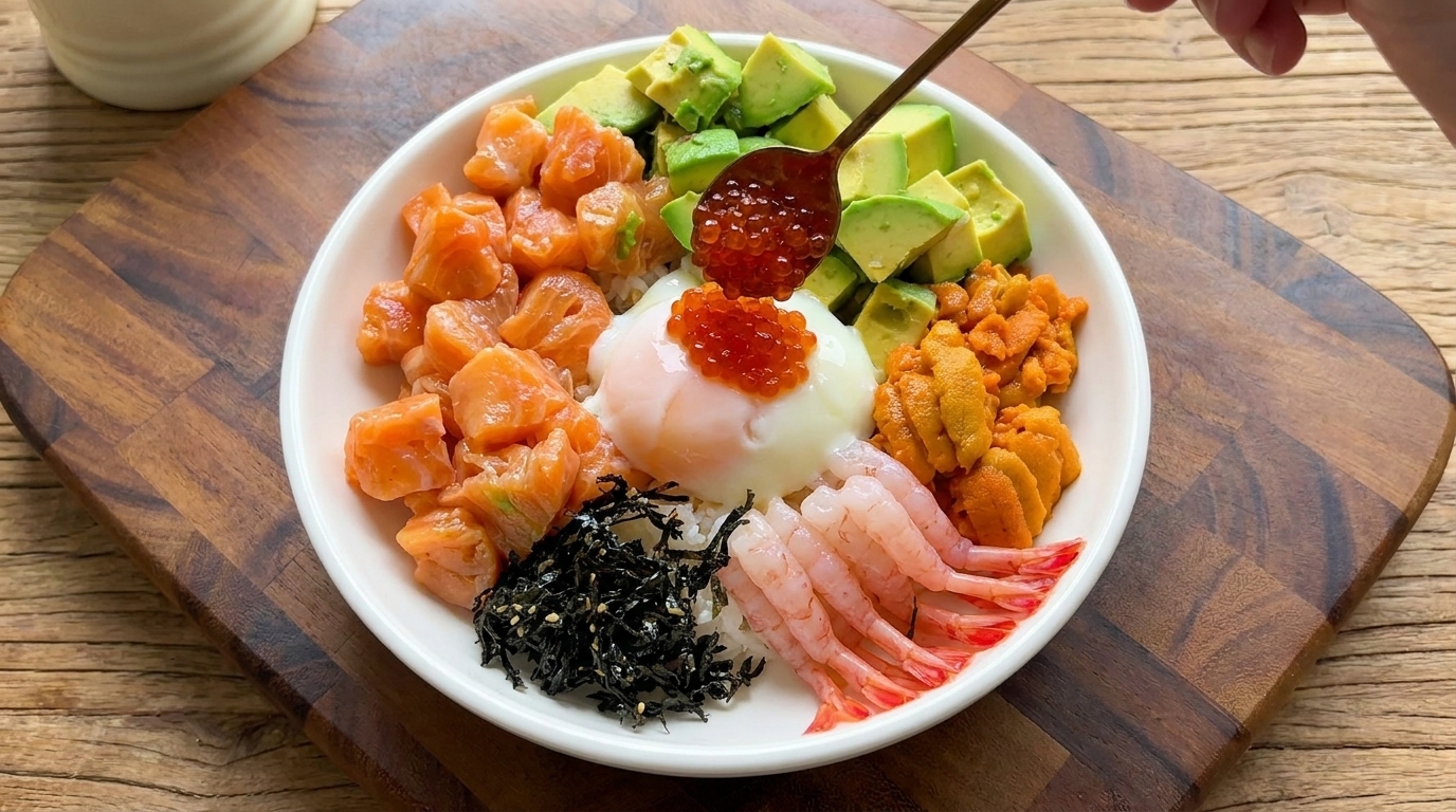 Kaisendon de Salmón: Un Lujoso Bowl de Sashimi