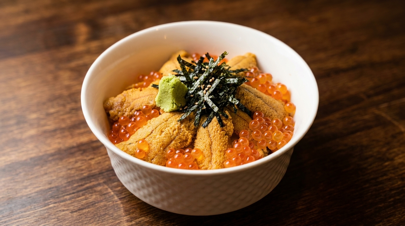 Uni Ikura Don: Tazón de Arroz con Erizo de Mar y Huevas de Salmón