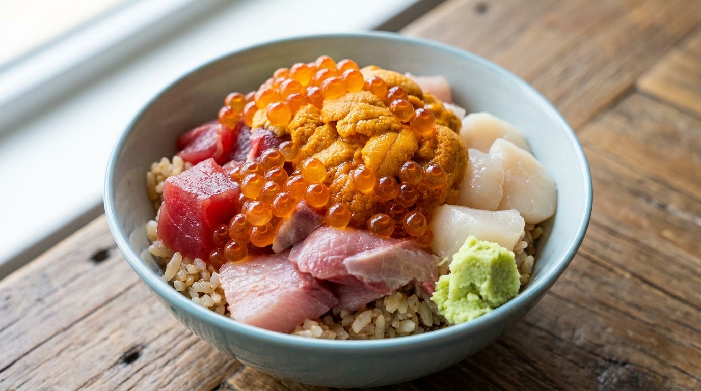 Kaisen Don Auténtico (Tazón Japonés de Arroz con Mariscos)