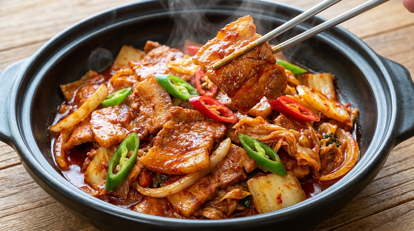 Jeyuk Bokkeum: Panceta de Cerdo Picante con Kimchi al Estilo Seúl