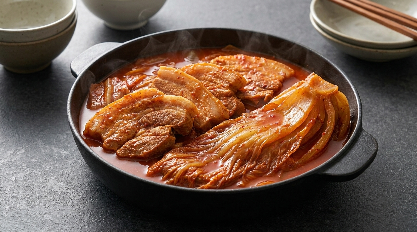 Panceta de Cerdo con Kimchi Maduro Estofado (Kimchi Jjim)
