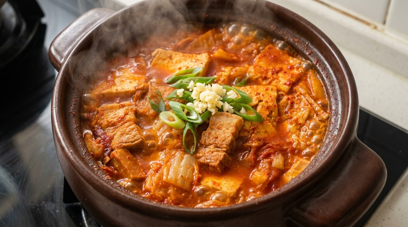 Estofado de Kimchi con Panceta (Kimchi-jjigae Coreano Auténtico)