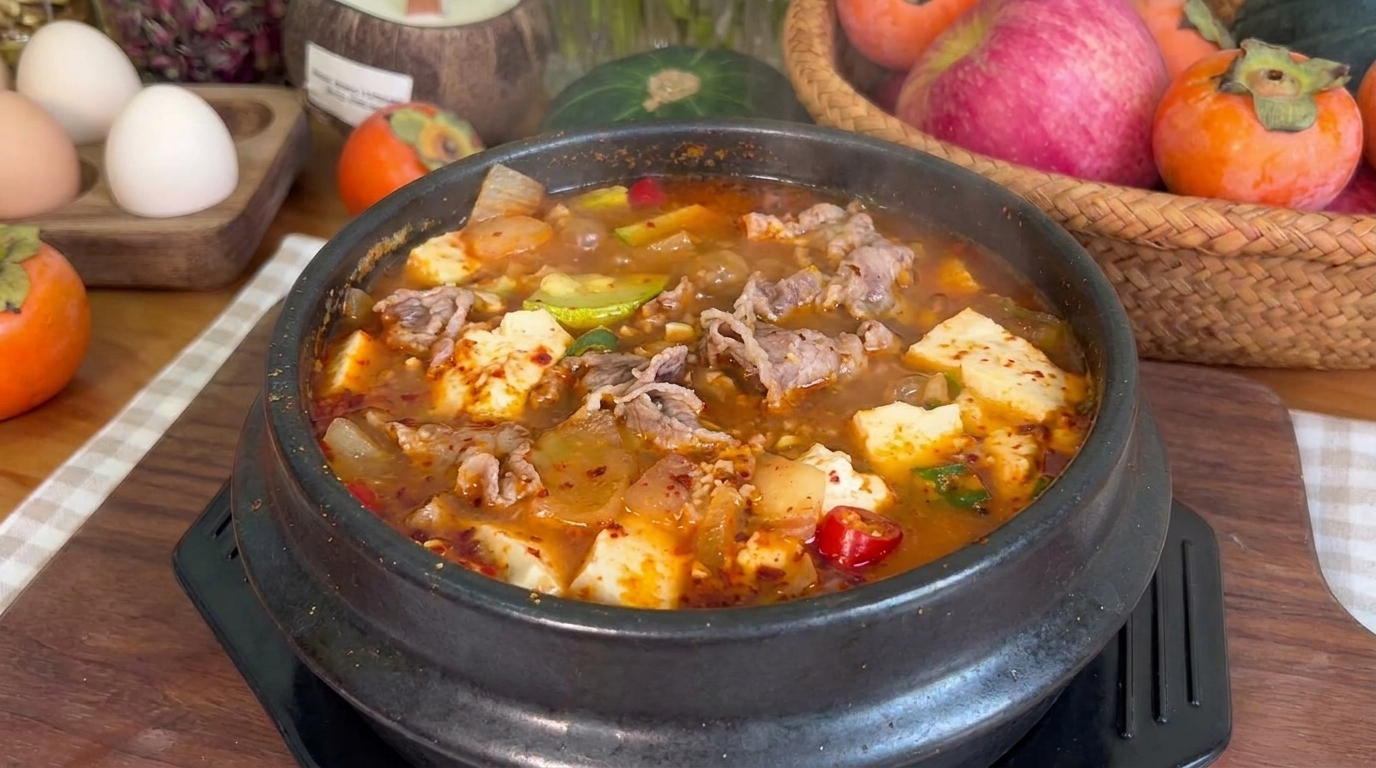 Estofado de Pasta de Soja Coreano con Ternera (Doenjang-jjigae)