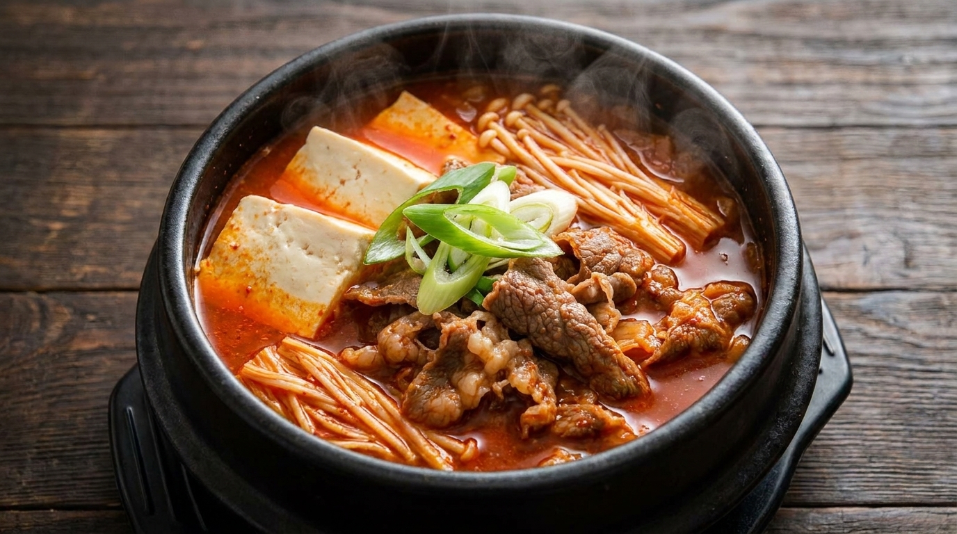 Estofado de Kimchi con Ternera (Kimchi-jjigae) al Estilo Coreano