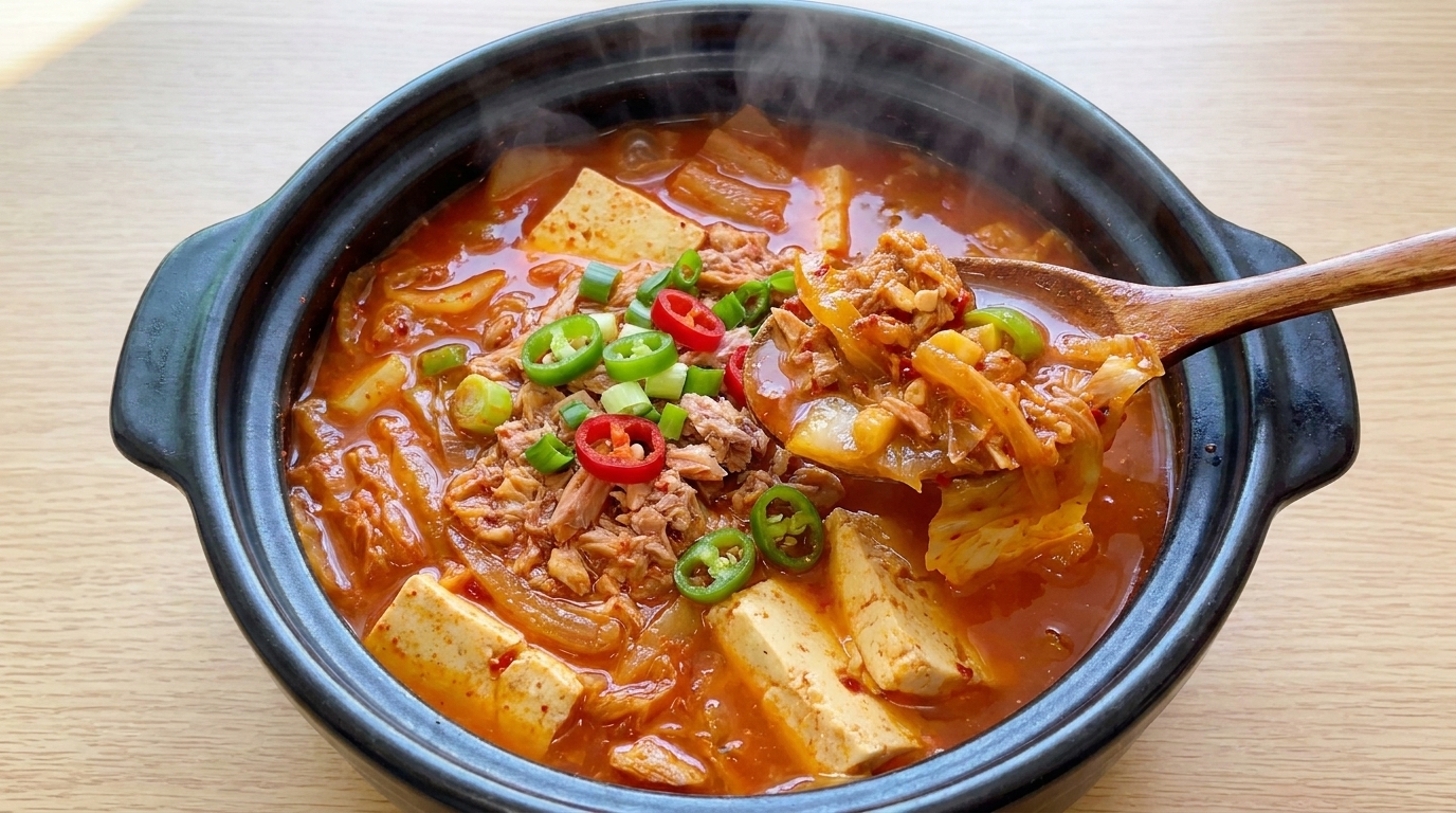 Sopa de Kimchi con Atún (Chamchi Kimchi Jjigae) - Receta Coreana Sabrosa