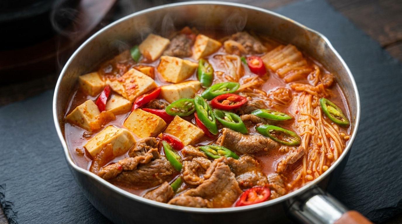 Sopa Coreana de Kimchi con Ternera y Tofu (Kimchi-jjigae)