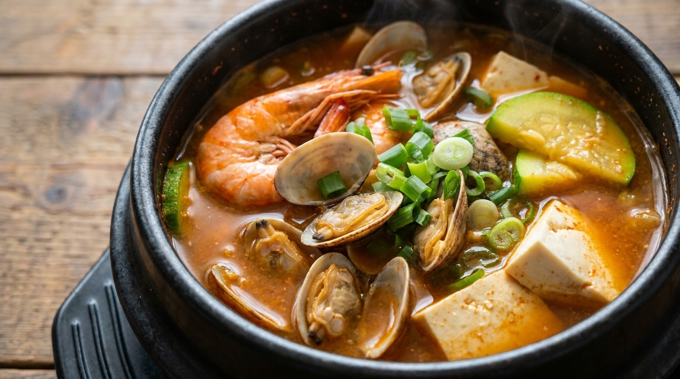 Estofado Coreano de Mariscos Picante (Haemul Doenjang-jjigae)