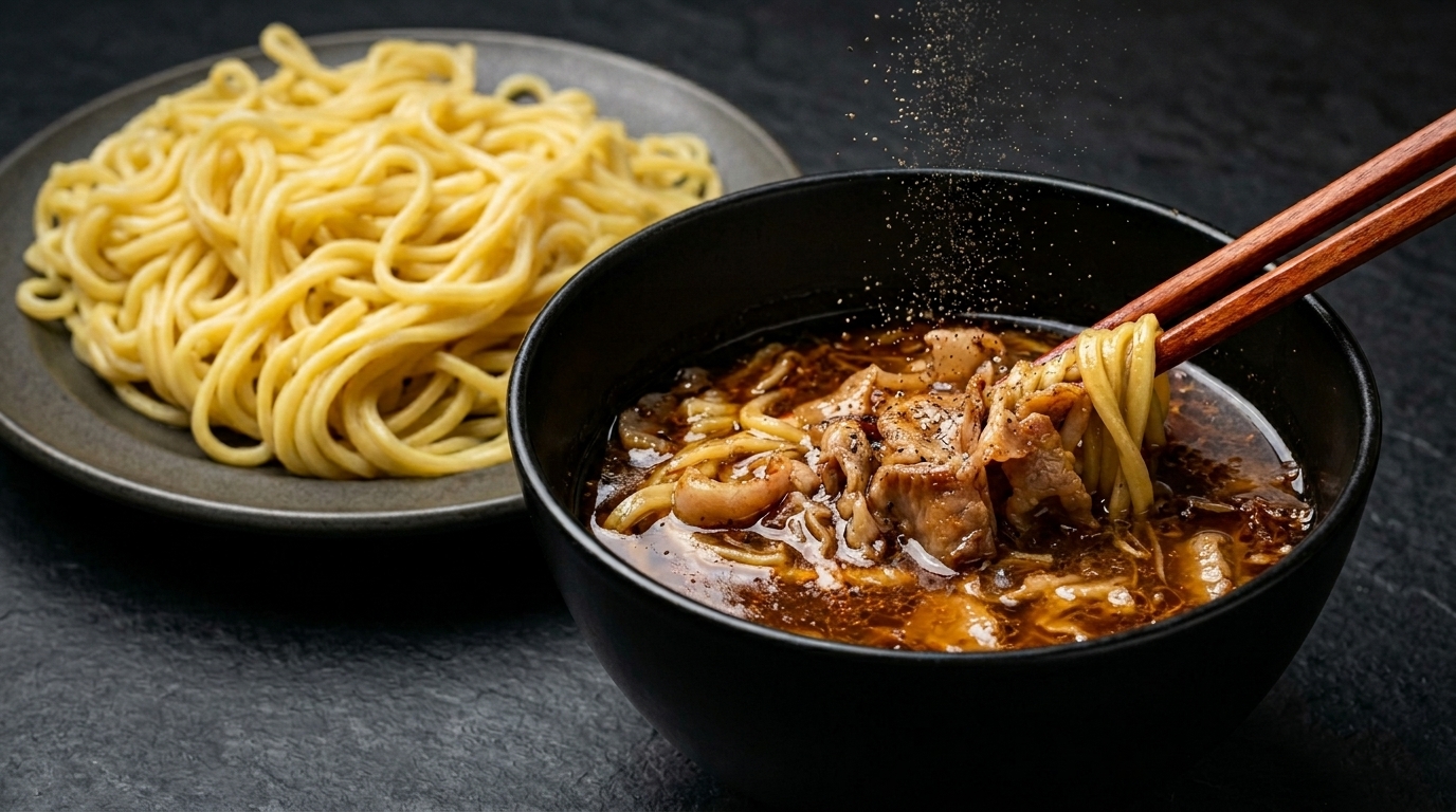 Tsukemen: Ramen Japonés con Caldo de Cerdo y Mariscos para Dipear