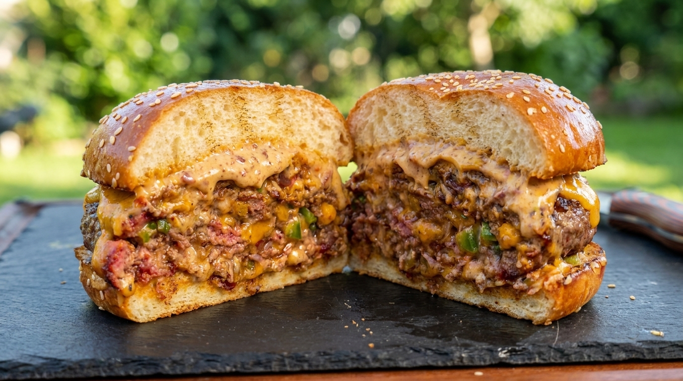 Hamburguesa ahumada de res con tocino y un toque picante mexicano