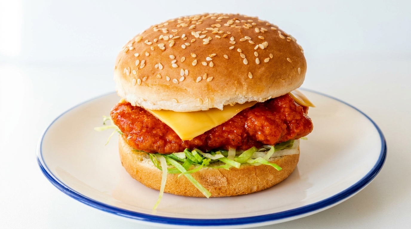 Hamburguesa Crujiente de Pollo Búfalo con Cheddar