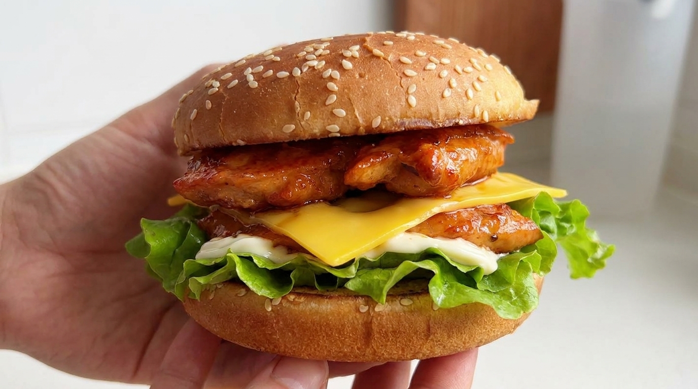 Hamburguesa de pollo estilo Orleans jugosa