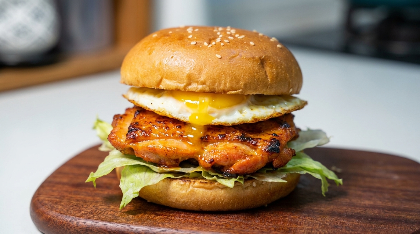 Hamburguesa de Pollo Orleans con Huevo Frito