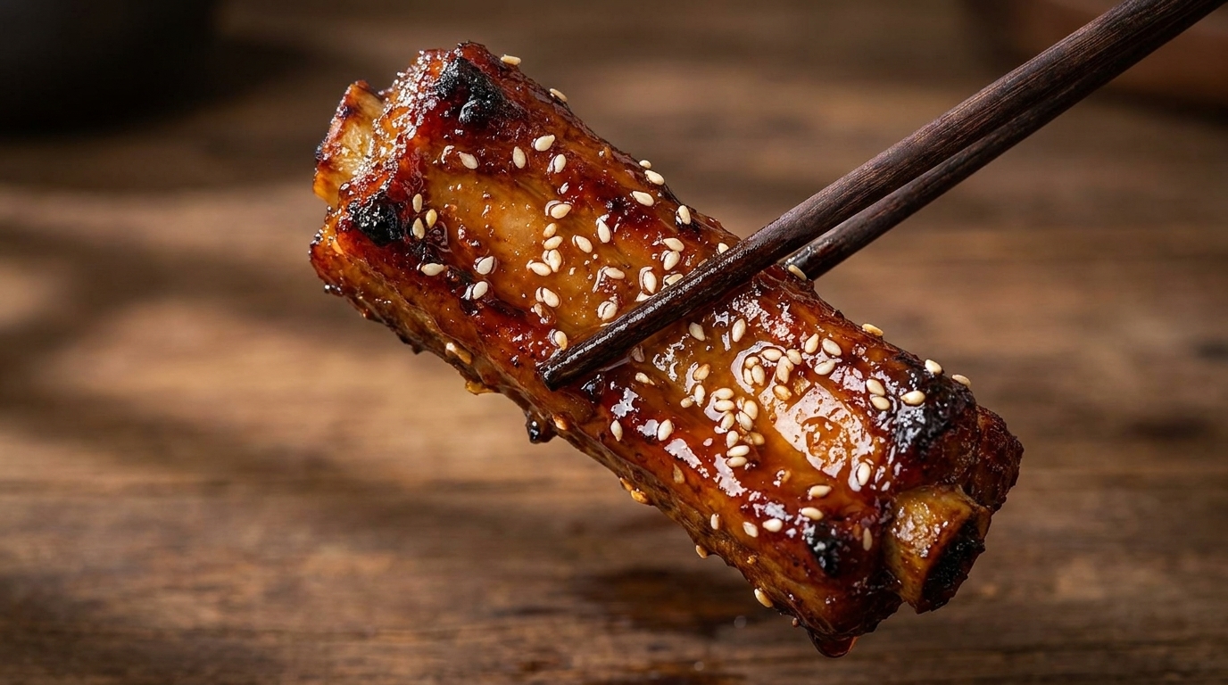 Costillas de cerdo glaseadas con miel en freidora de aire fáciles