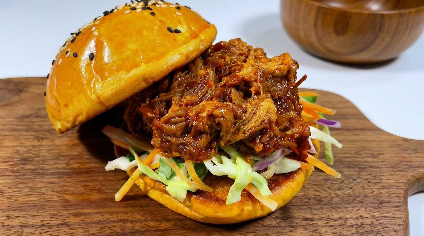 Hamburguesas de Pulled Pork Barbacoa con Ensalada de Col Casera