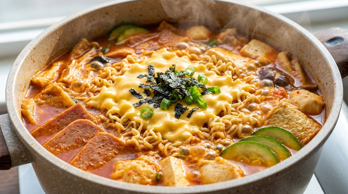 Clásico Estofado Coreano del Ejército (Budae-jjigae)