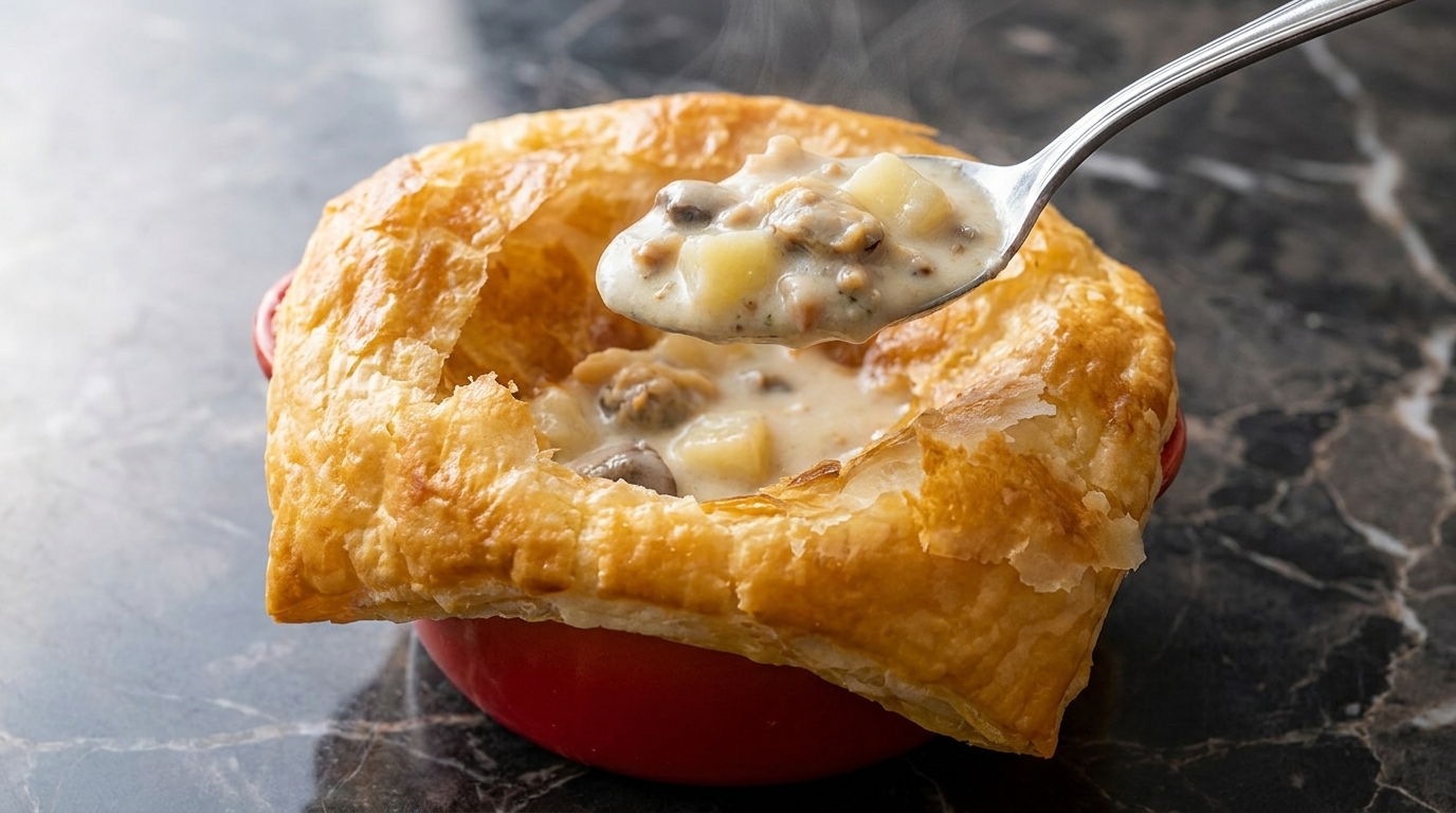 Crema de Almejas en Costra de Hojaldre