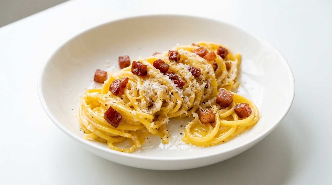 Carbonara clásica con bacon en 10 minutos
