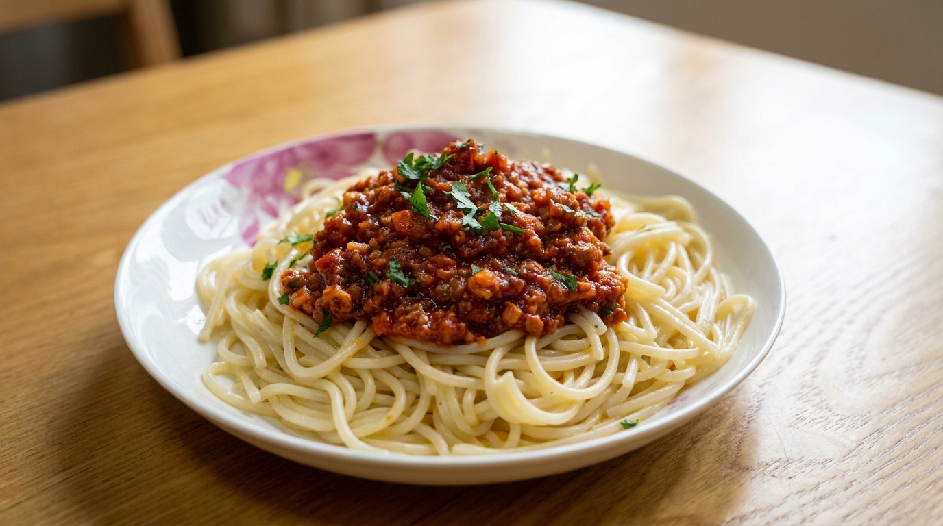 Pasta Clásica con Salsa de Carne y Tomate