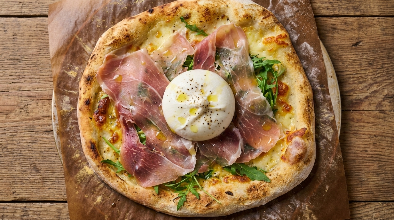 Pizza Gourmet de Jamón de Parma y Burrata