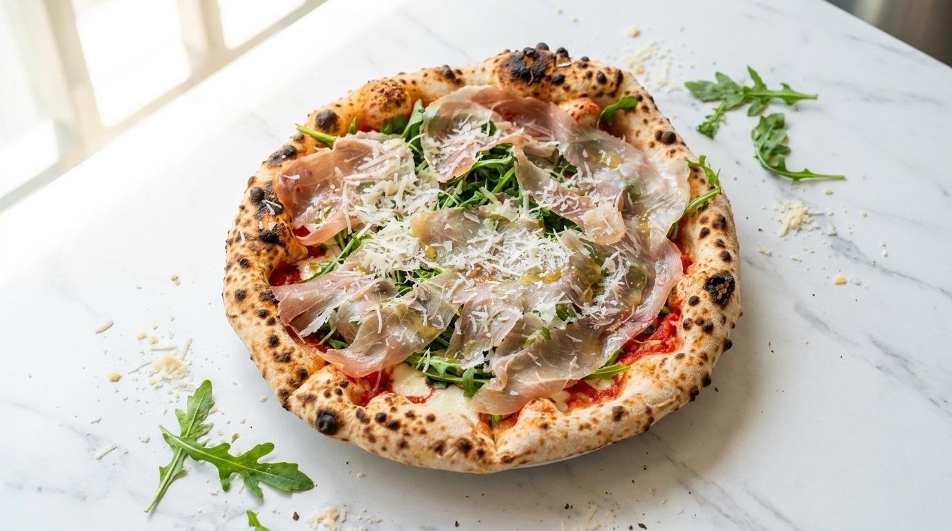Pizza con Rúcula y Prosciutto