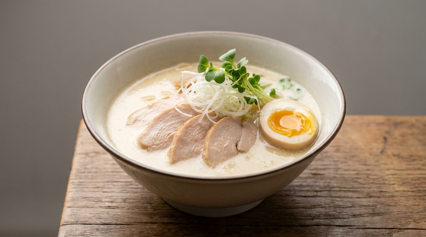 Auténtico Ramen Japonés Tori Paitan (Ramen Cremoso de Pollo)