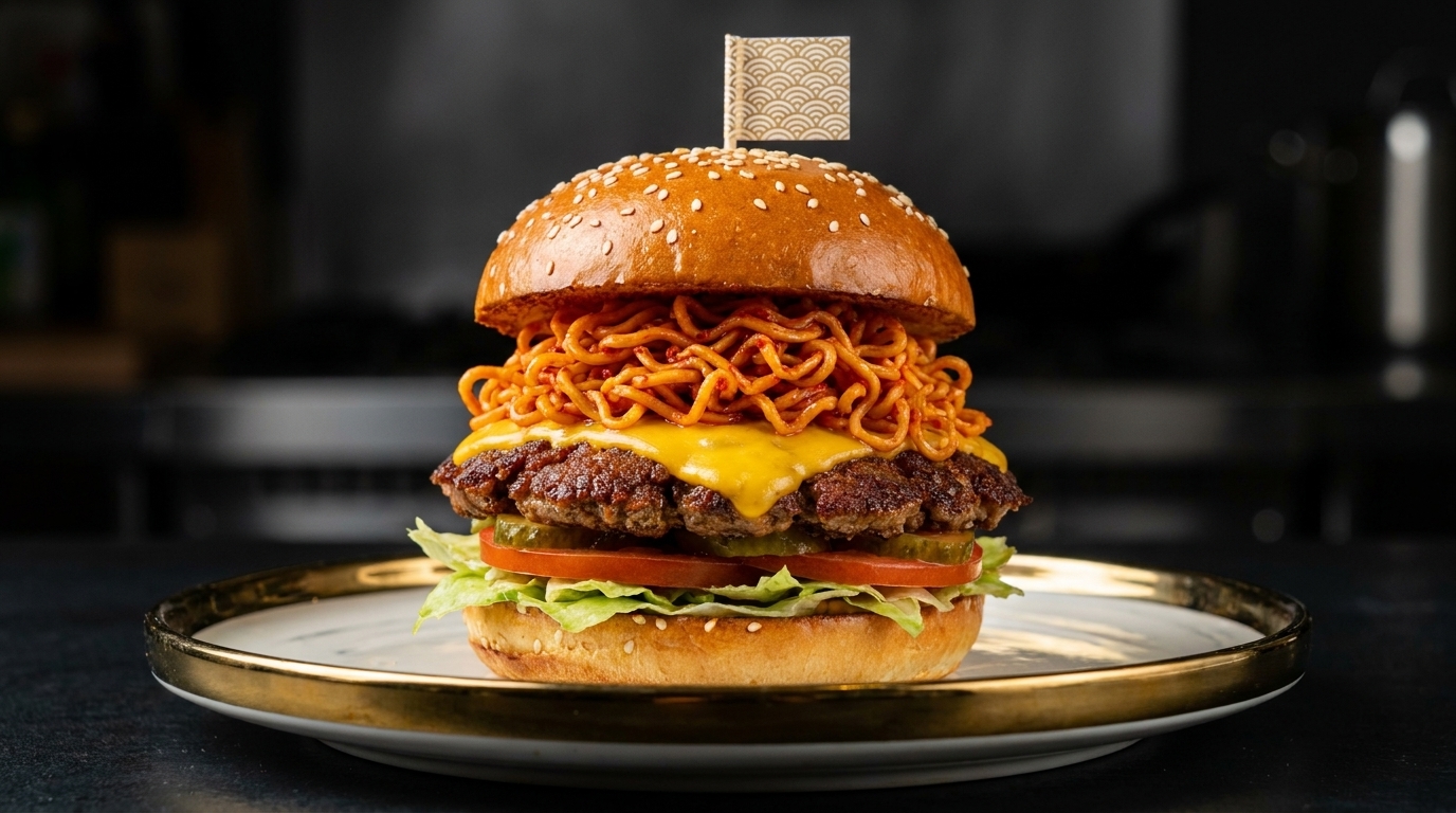 Hamburguesa Picante de Ramen Buldak